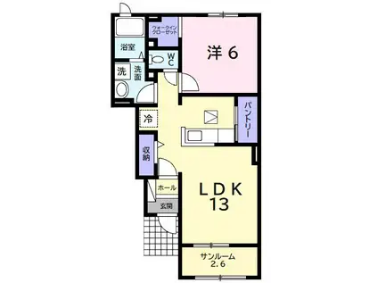 ベル・フラン(1LDK/1階)の間取り写真