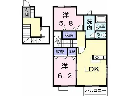サンライズ新名B(2LDK/2階)の間取り写真