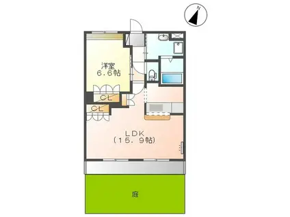 ルミナスハイム(1LDK/1階)の間取り写真