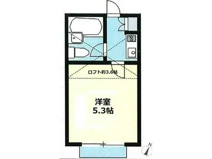 フェリーチェ蓮沼(1K/2階)の間取り写真