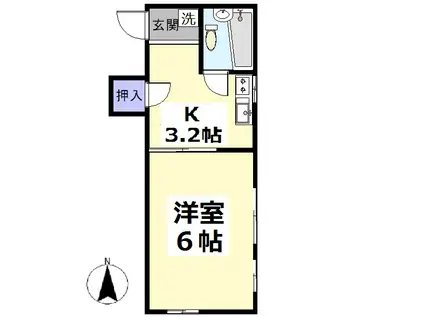 三喜荘(1K/1階)の間取り写真
