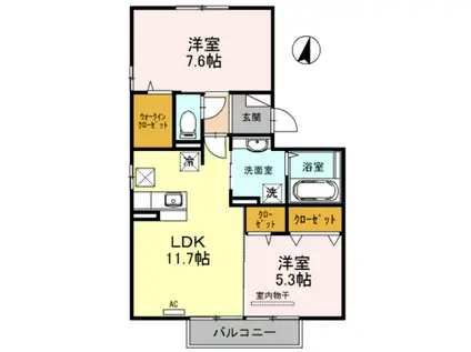 メイユール下郡Ⅰ(2LDK/1階)の間取り写真