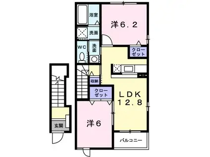 レジダンス・ノーブル III(2LDK/2階)の間取り写真
