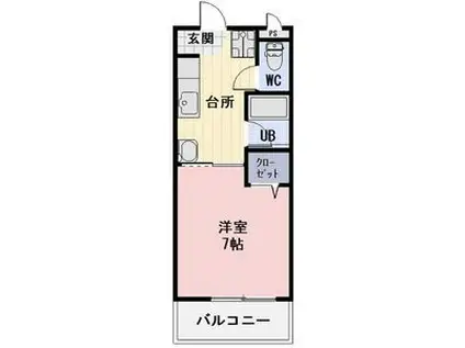 YSリンピアリヴ(1K/1階)の間取り写真