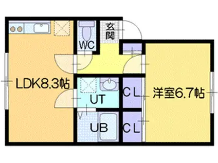 330まつなみ(1LDK/1階)の間取り写真