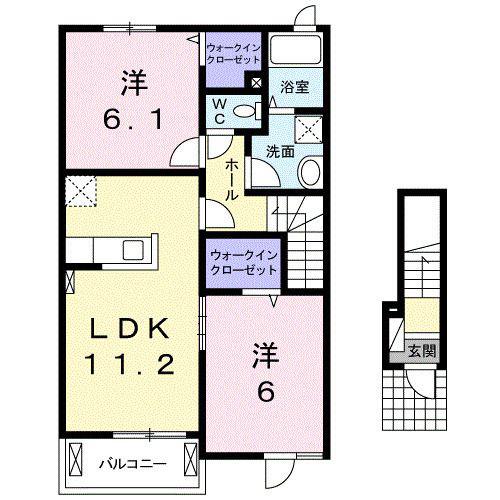 LA LUCE 花求都(2LDK/2階)の間取り写真