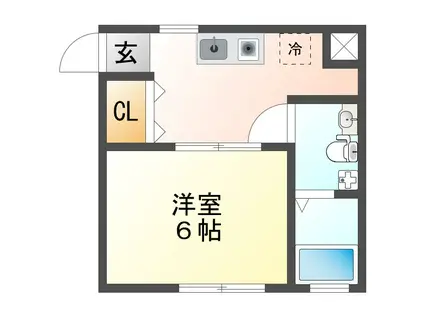 東宅ハイツ潮見が丘B棟(1K/1階)の間取り写真