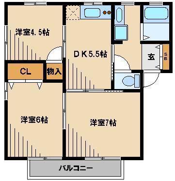 エクセランII(3DK/2階)の間取り写真