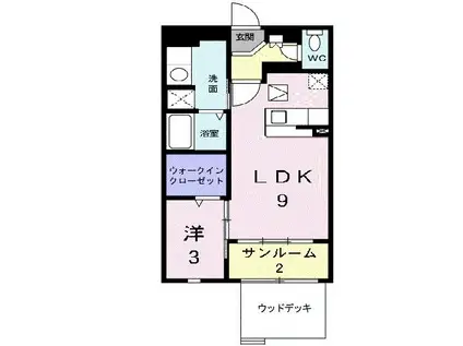 リバ・シティ夢咲II(1LDK/1階)の間取り写真