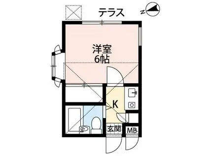上福岡ハイム(1K/1階)の間取り写真