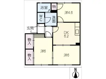 やまいちコーポ第2(3DK/1階)の間取り写真