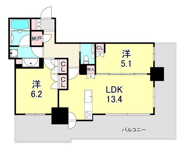 ベイシティタワーズ神戸ウエスト(2LDK/12階)の間取り写真