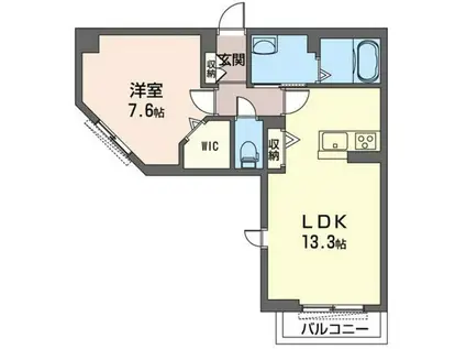 ルクレール登戸(1LDK/1階)の間取り写真