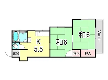 坂上ハイツ南(2K/2階)の間取り写真