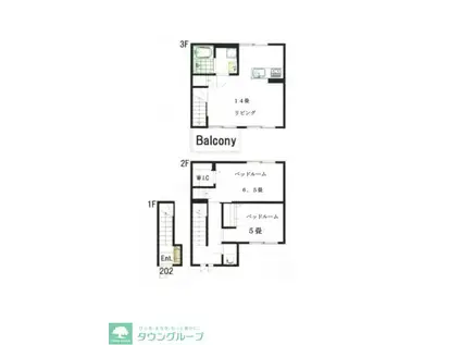 ヴィラ・シンビオーズ三軒茶屋(2LDK/2階)の間取り写真