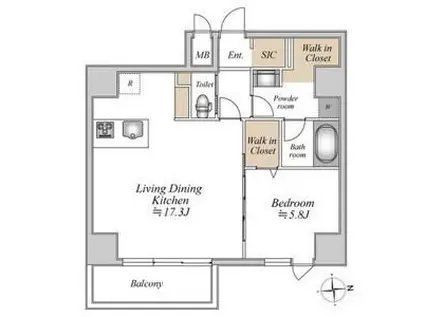 GLAM STELLA松屋町(1LDK/4階)の間取り写真