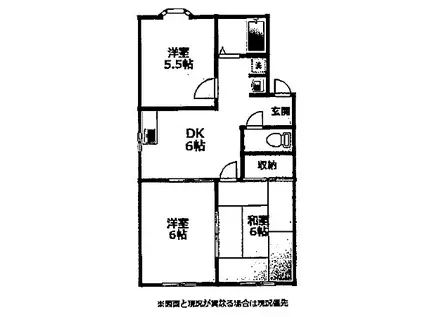 コーポラス垣口(3DK/2階)の間取り写真