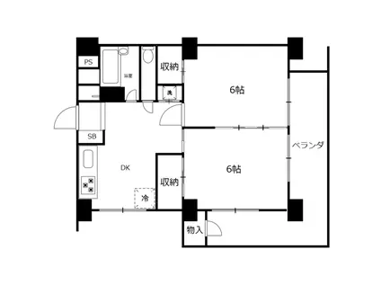 梅田マンション(2DK/4階)の間取り写真