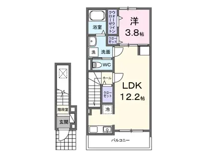クレストアドバンステンパイI(1LDK/2階)の間取り写真