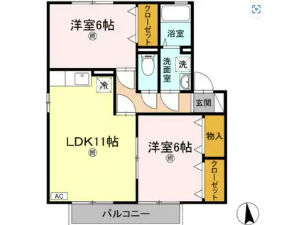 サン・スクエアB棟(2LDK/2階)の間取り写真