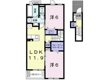 ベルハイム II(2LDK/2階)の間取り写真