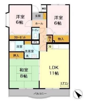 ルミエール南都(3LDK/1階)の間取り写真