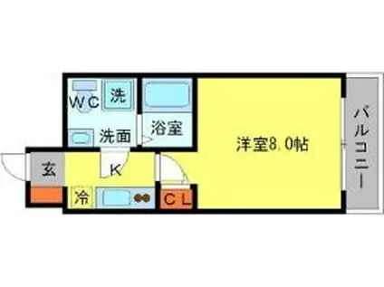 SERENITE江坂四番館(1K/3階)の間取り写真