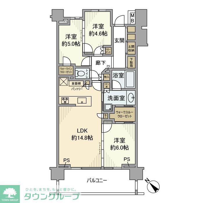 パークホームズ横浜反町(3LDK/7階)の間取り写真