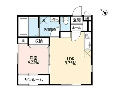 イニエ万代(1LDK/3階)の間取り写真