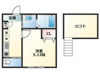 グランテラス中河原(1K/2階)の間取り写真
