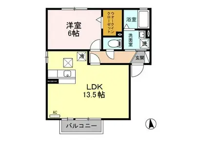 グリーン・リーフ熊倉 A(1LDK/1階)の間取り写真