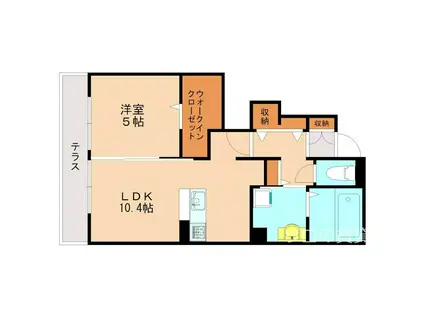 D-ROOM唐原C棟(1LDK/1階)の間取り写真