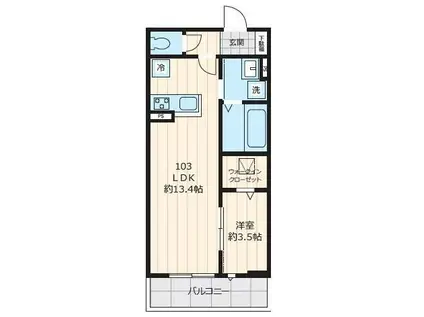 グリシーヌ(1LDK/1階)の間取り写真