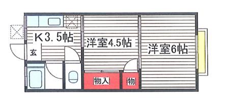 ルミリア千葉CITY(2K/2階)の間取り写真