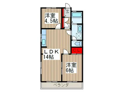 メゾンドエル(2LDK/1階)の間取り写真