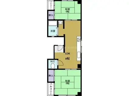 JPアパートメント港III(2LDK/5階)の間取り写真