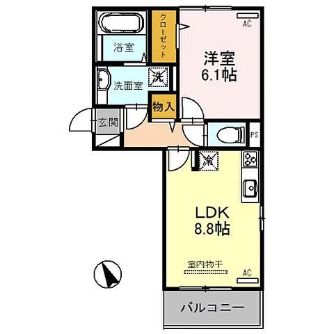 ドゥース エラブル(1LDK/2階)の間取り写真