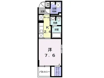 エムズアークI(1K/4階)の間取り写真