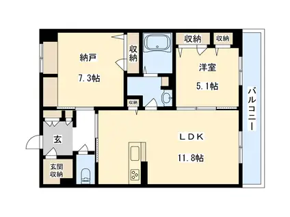シャーメゾンエクラージュ(1SLDK/2階)の間取り写真