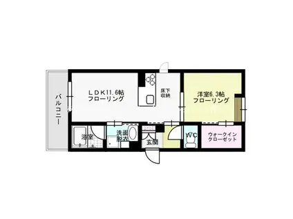 シャーメゾン大濠公園ウエスト(1LDK/1階)の間取り写真