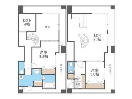 KDXレジデンス大濠ハーバービュータワー(2LDK/27階)の間取り写真