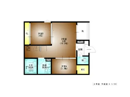 REGALEST東枇杷島(2LDK/1階)の間取り写真