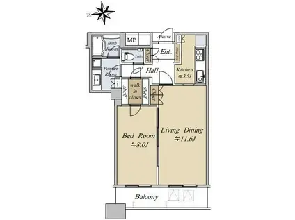 ザ・なんばタワー(1LDK/21階)の間取り写真