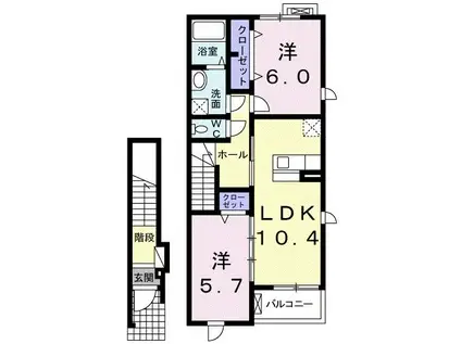 ラウレア(2LDK/2階)の間取り写真