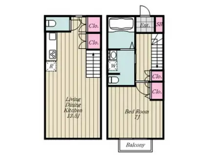 ベストクイーン上野毛(1LDK/1階)の間取り写真
