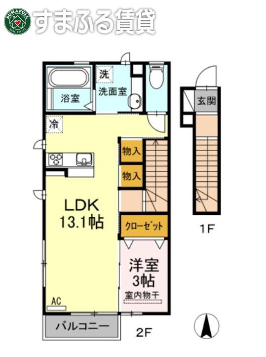 しあわせ夢ハウス(1LDK/2階)の間取り写真