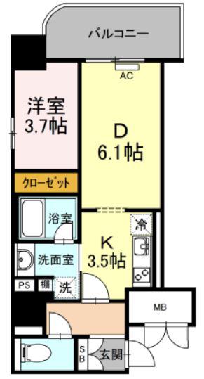 D FOREST 甲南(1DK/6階)の間取り写真