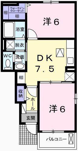 D・グロリアII(2DK/1階)の間取り写真