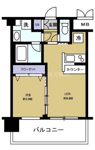 プレジオ弁天町ASIAN(1LDK/9階)の間取り写真