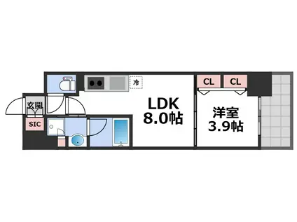 アーバネックス東梅田(1LDK/11階)の間取り写真